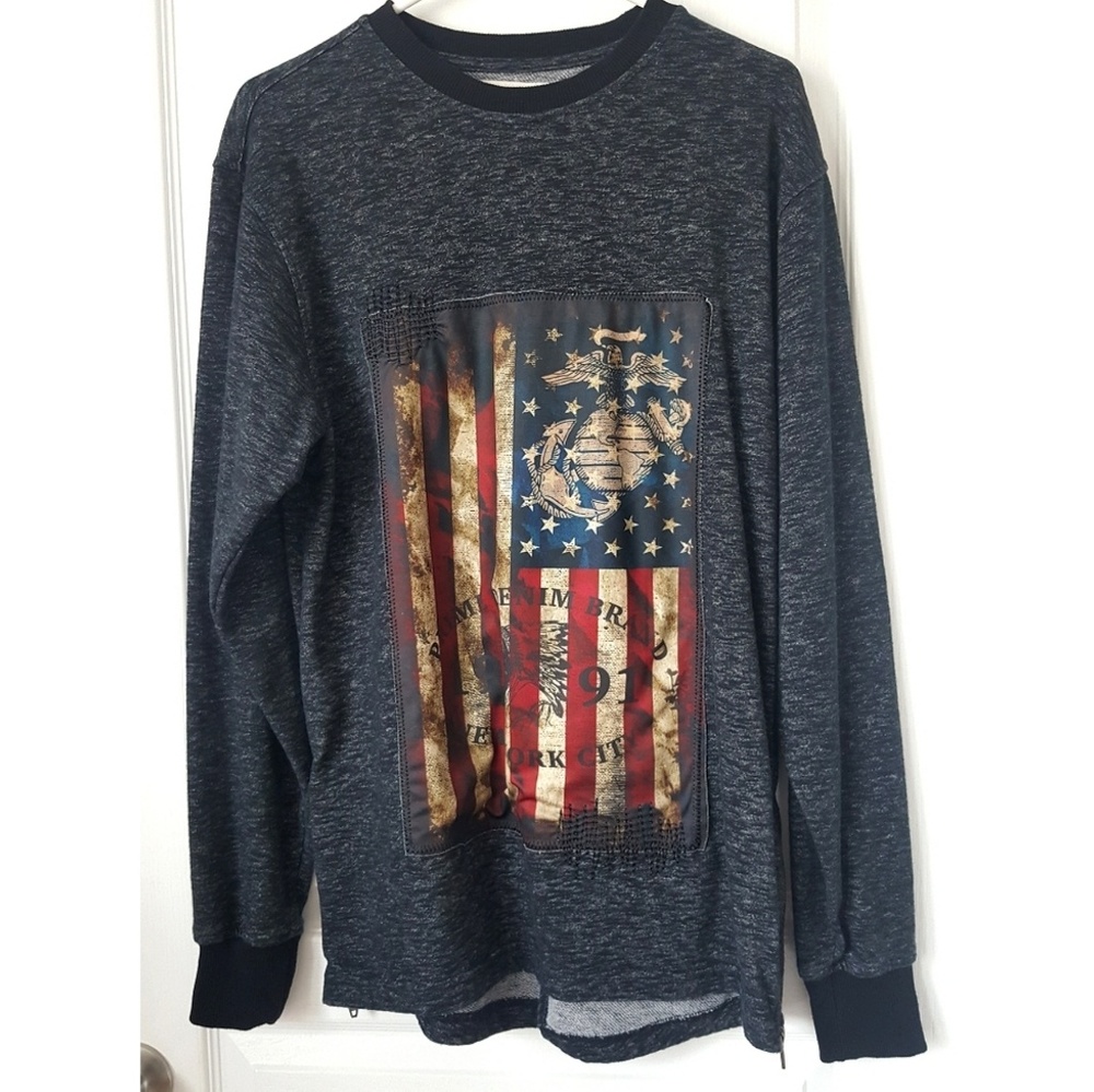Smoke Rise American Flag Marine Sweater Size Med